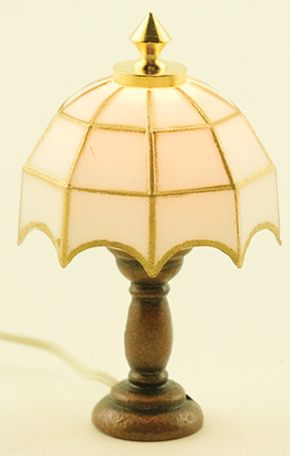 Dollhouse Miniature Tiffany Table Lamp, White